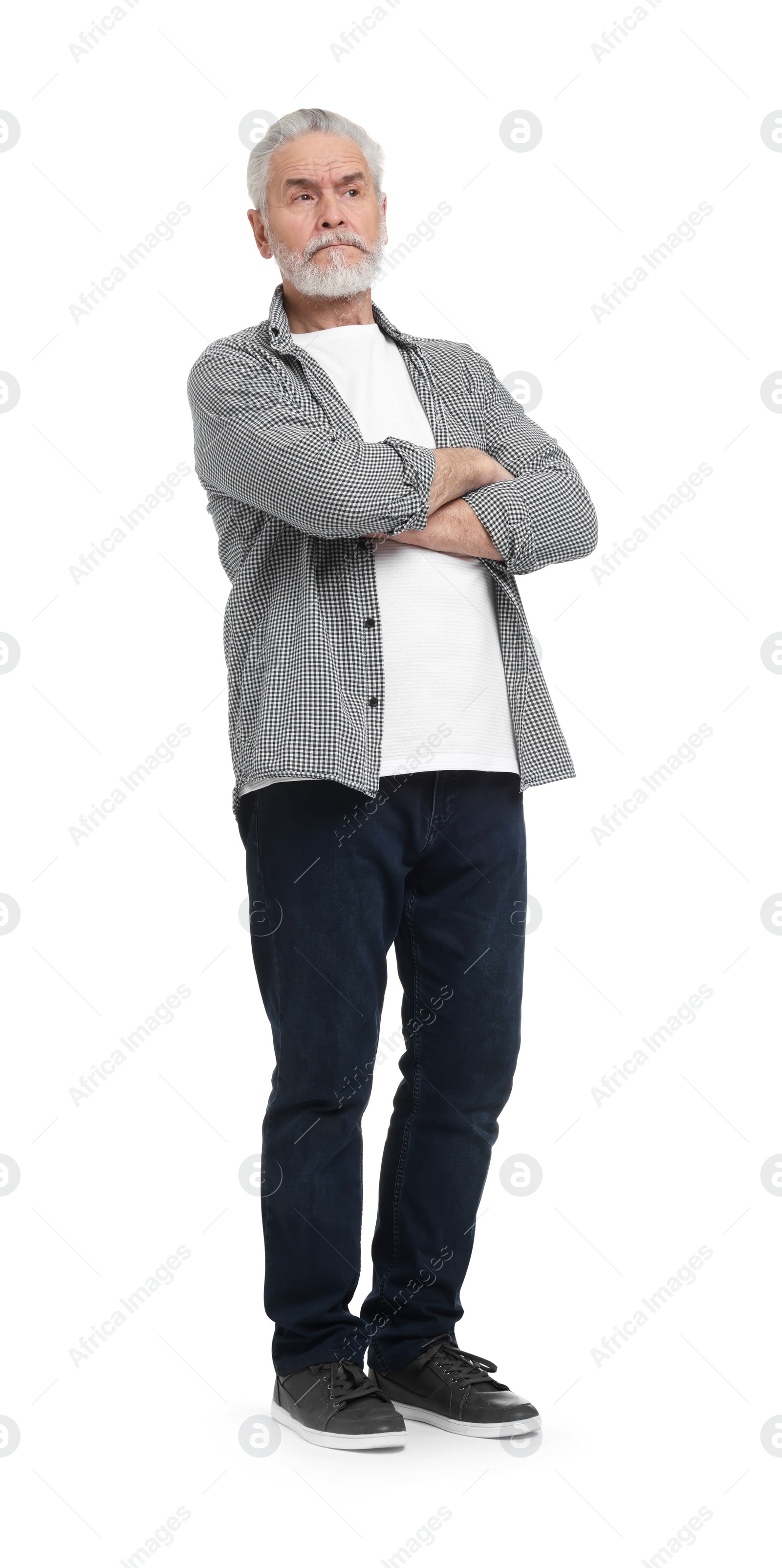 Photo of Full length portrait of senior man on white background