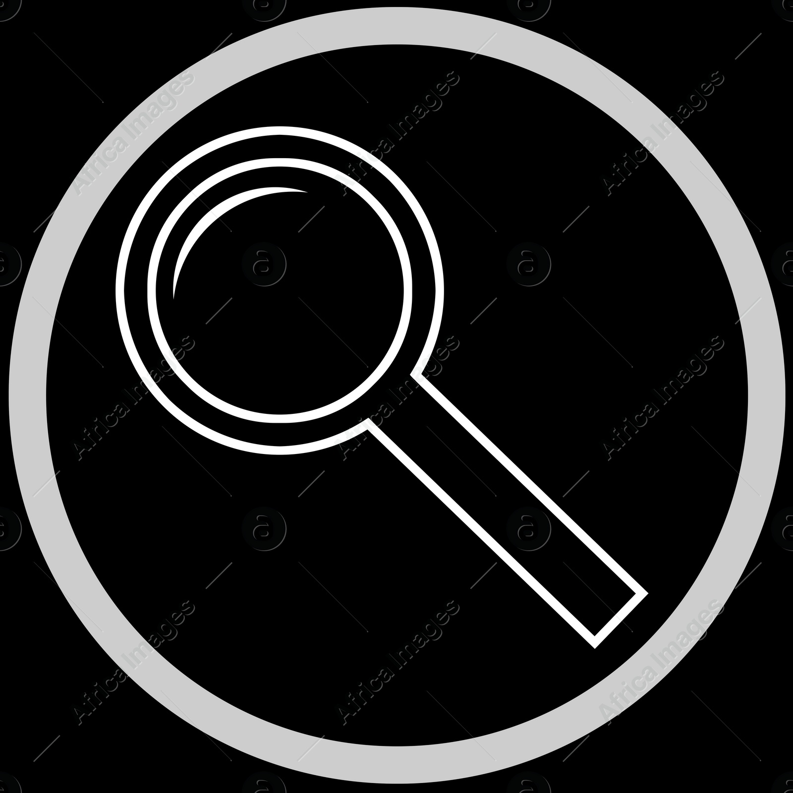 Image of Magnifying glass in frame, illustration on black background