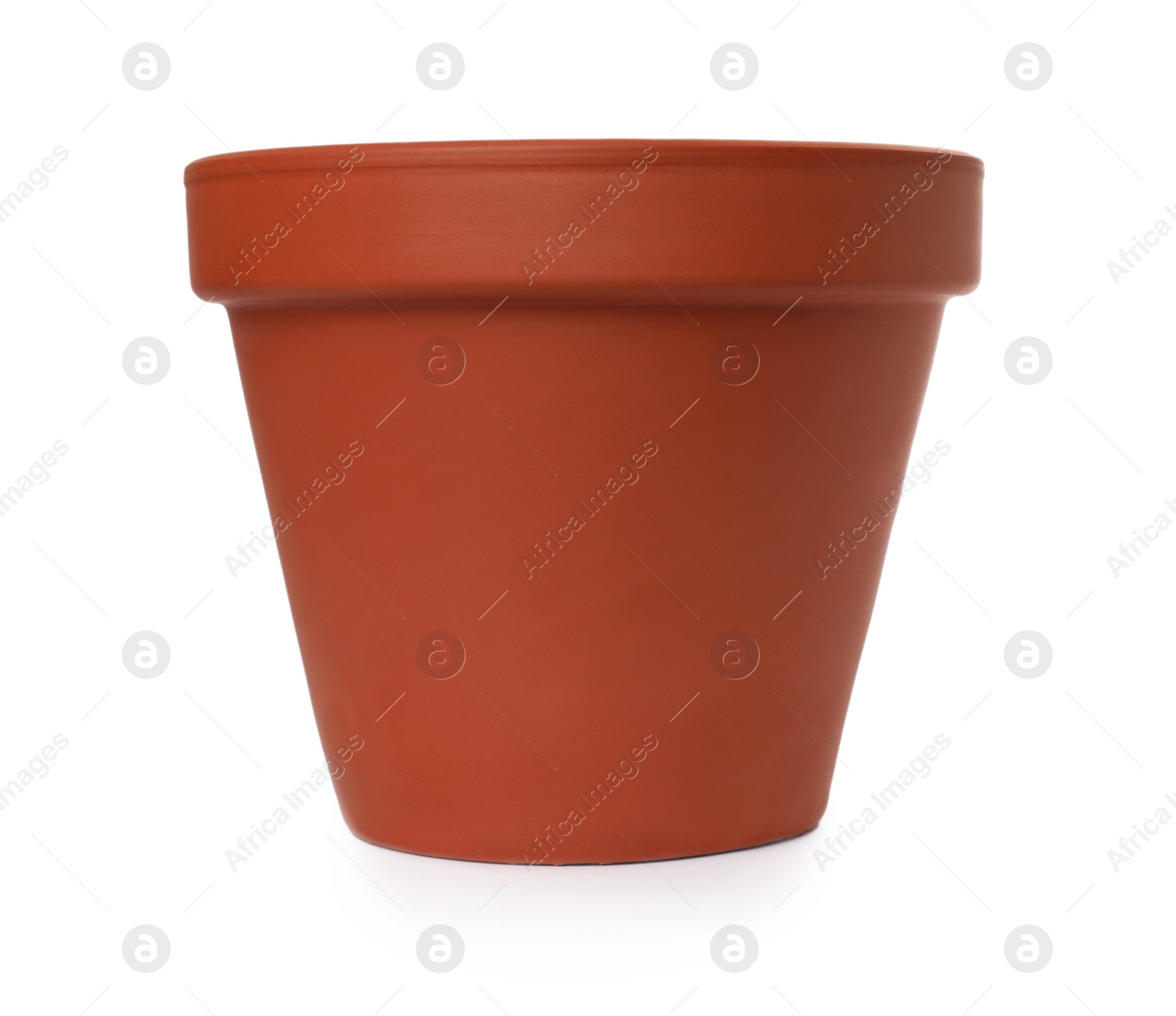 Photo of One clay flower pot isolated on white