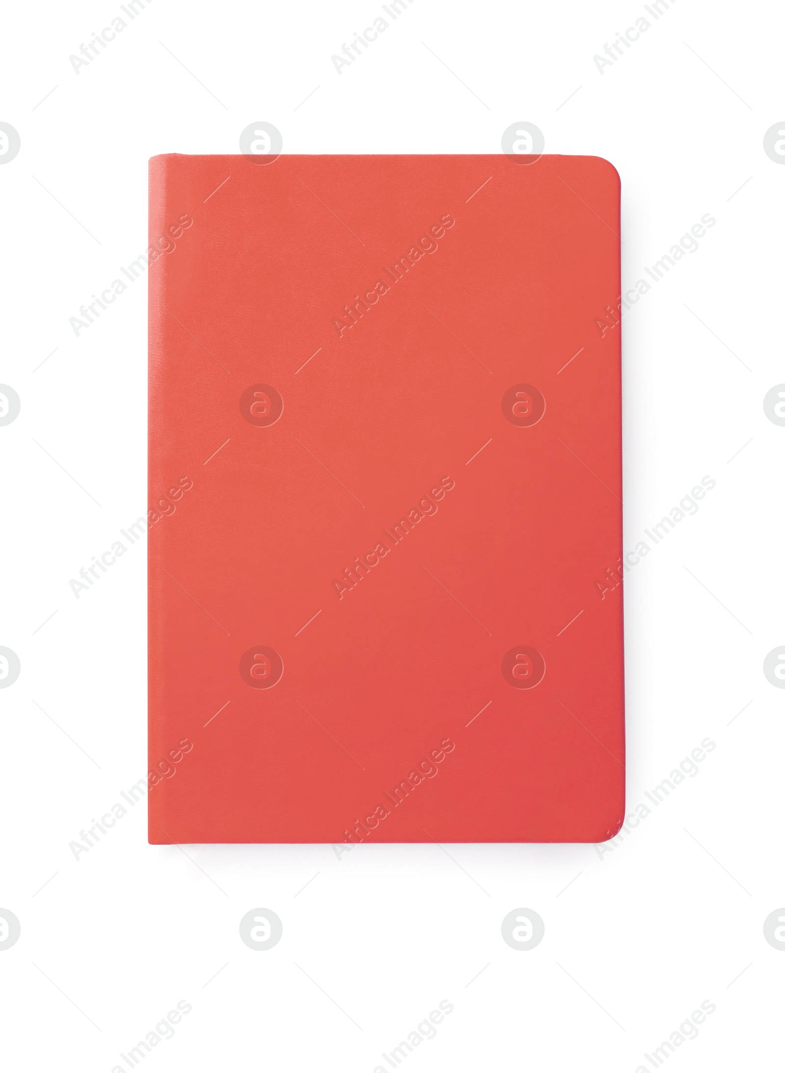 Image of Red notebook isolated on white, top view