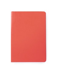 Red notebook isolated on white, top view