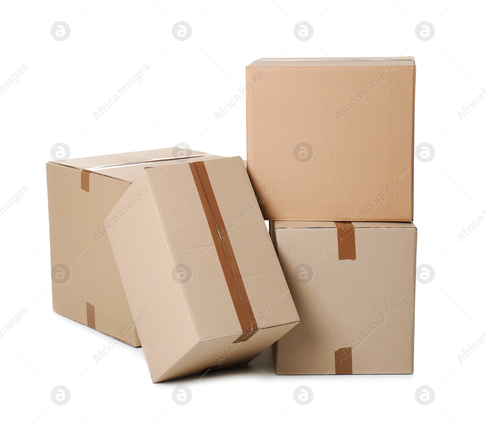 Photo of Cardboard boxes on white background