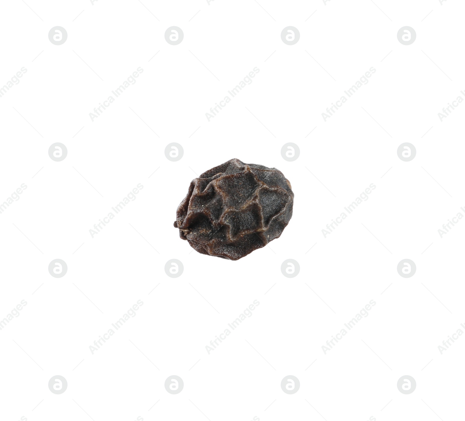 Photo of One peppercorn isolated on white. Spicy condiment