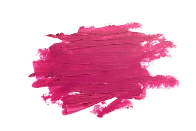 Strokes of lipstick on white background, top view