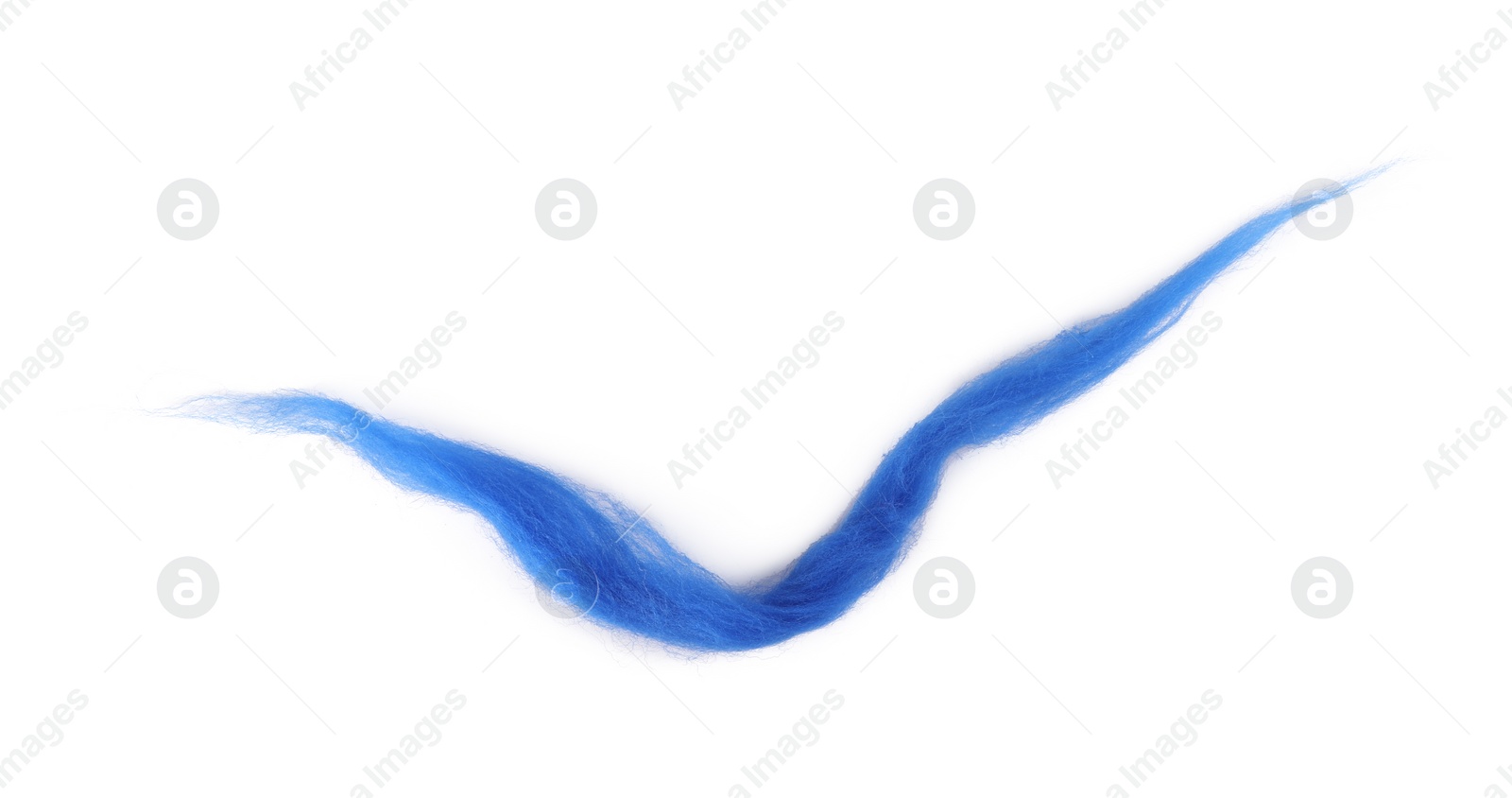 Photo of One blue felting wool isolated on white, top view