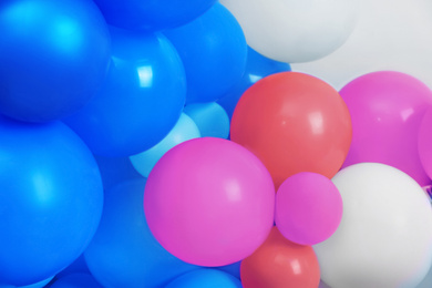 Image of Many color balloons as background. Party decor