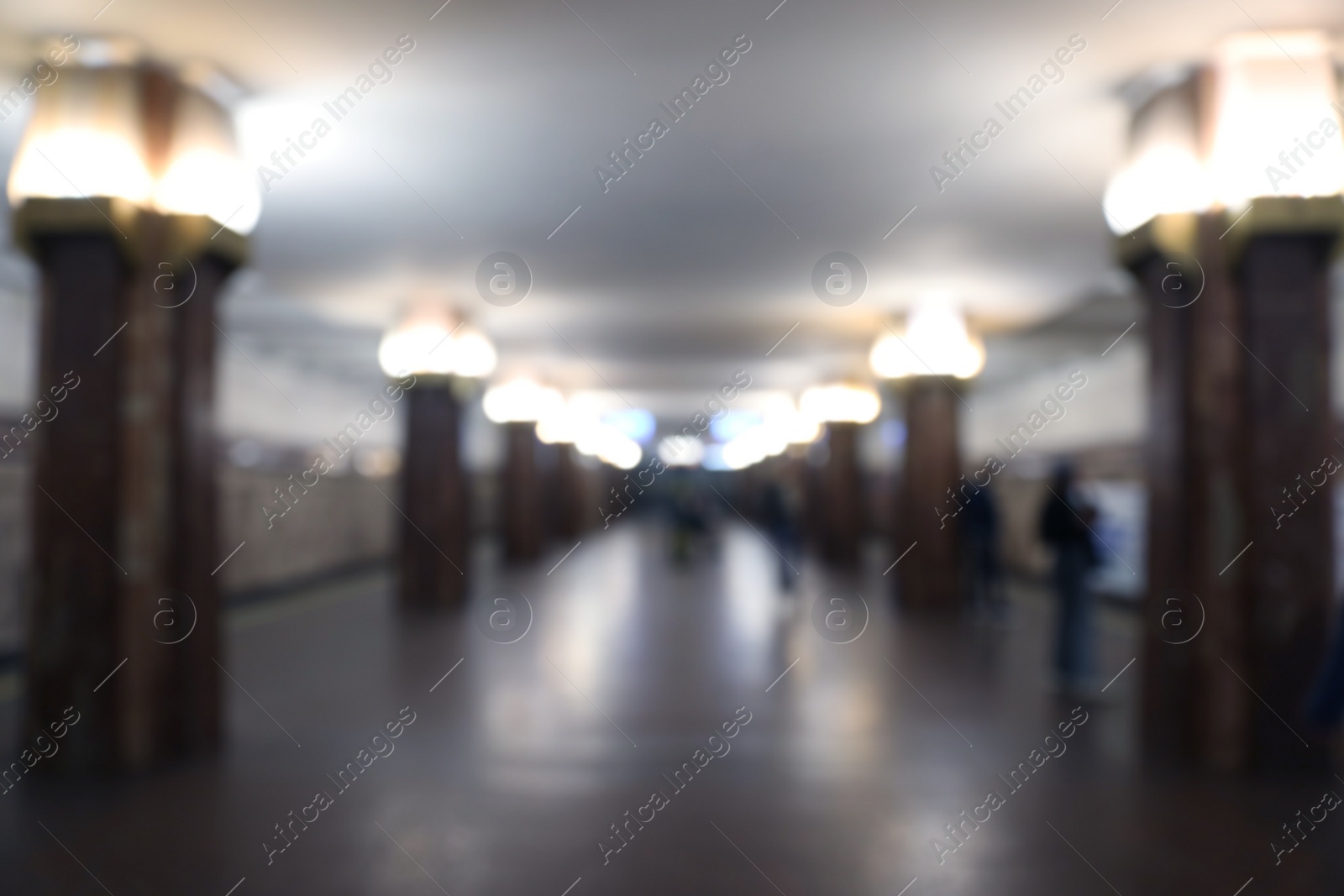 Photo of Blurred view of subway station. Public transport