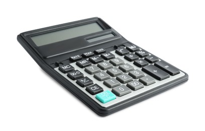 Photo of Modern calculator on white background. Office equipment