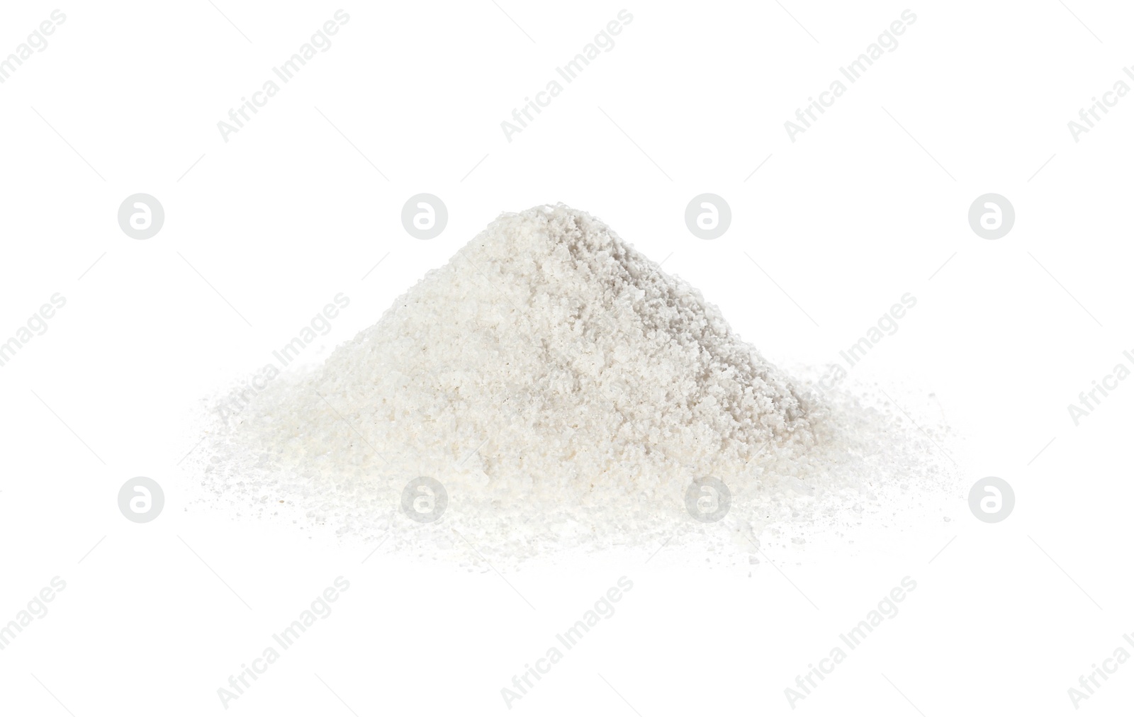 Photo of Pile of natural salt isolated on white