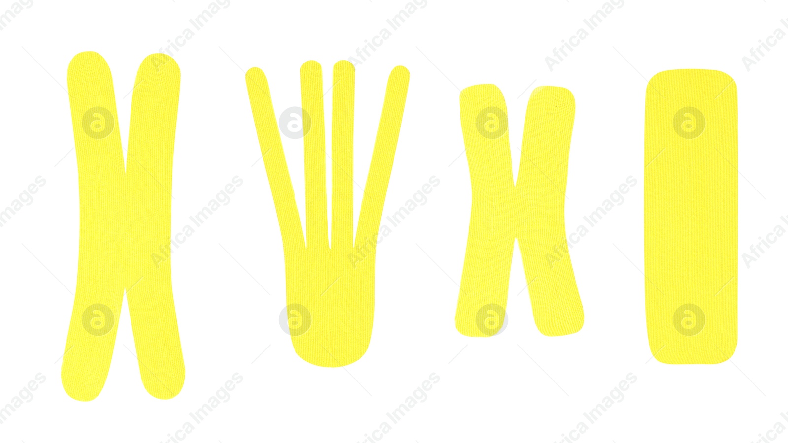 Image of Set with yellow kinesio tapes on white background. Banner design 