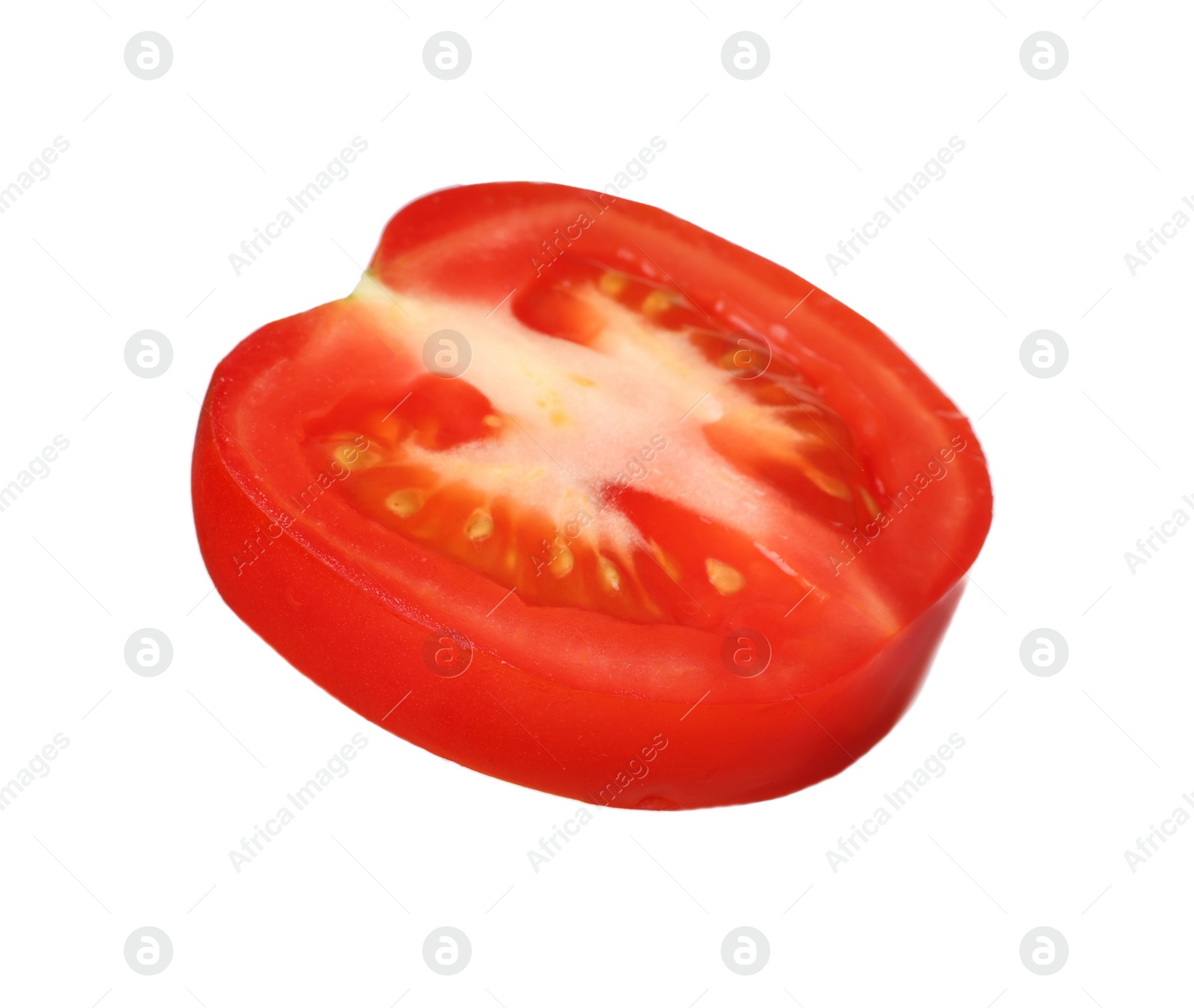 Photo of Slice of fresh ripe tomato isolated on white