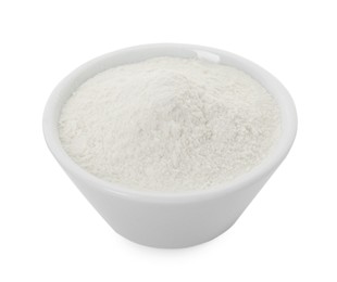 Baking powder in bowl isolated on white