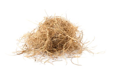 Heap of dried hay on white background