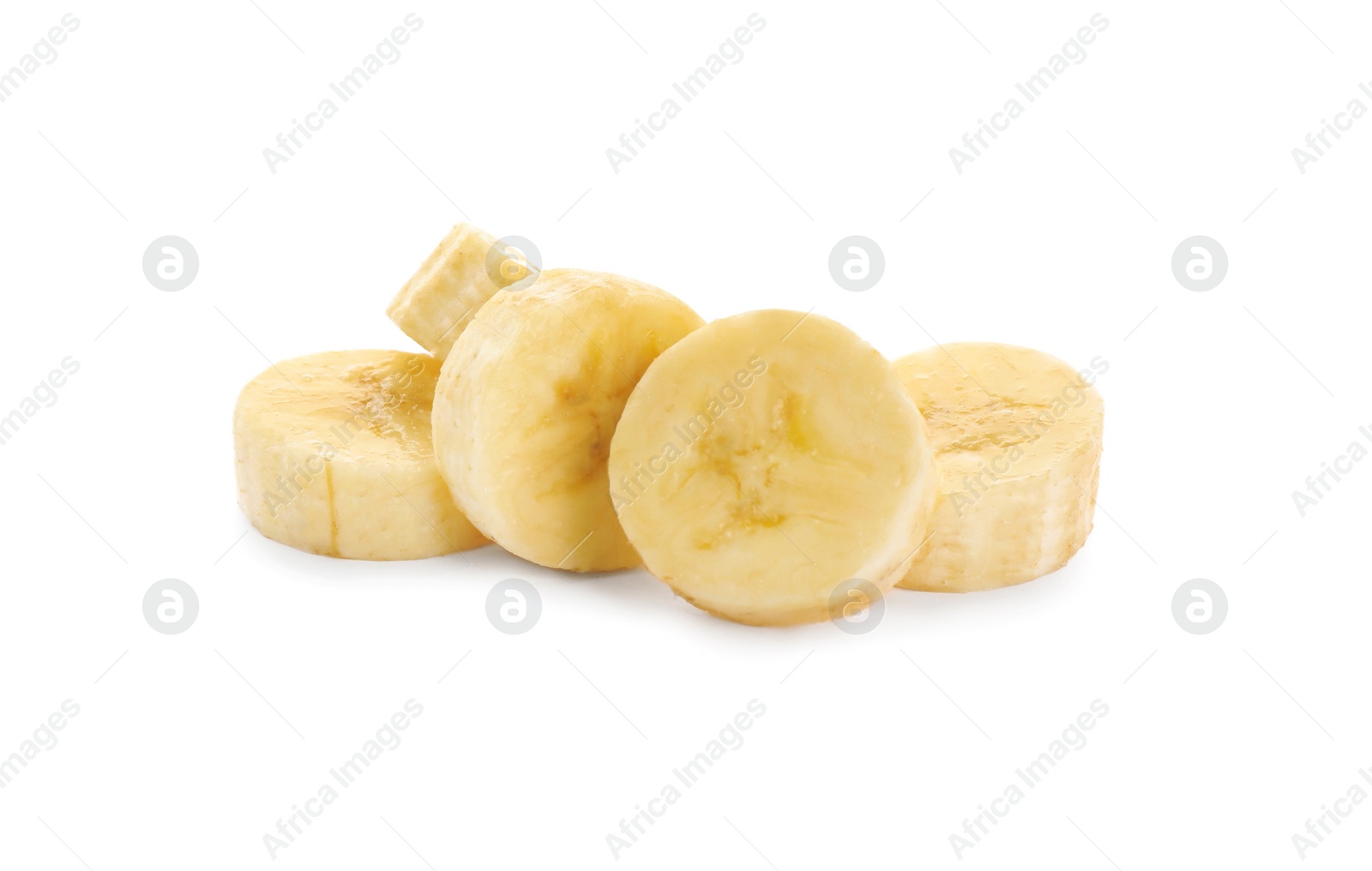 Image of Pieces of tasty ripe banana isolated on white