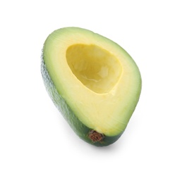 Photo of Half of ripe avocado on white background