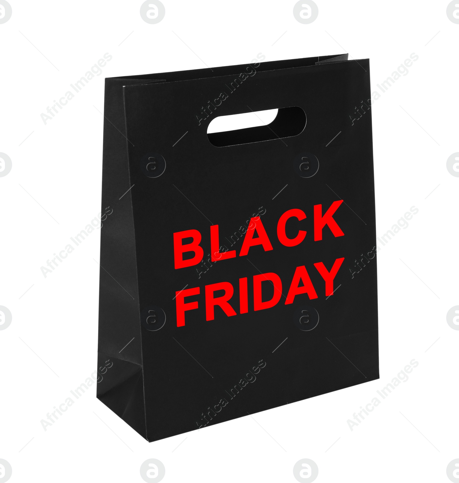 Image of Paper shopping bag with phrase BLACK FRIDAY on white background