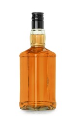 Bottle of whiskey isolated on white. Alcoholic drink