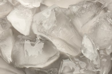 Photo of Pieces of crushed ice as background, closeup