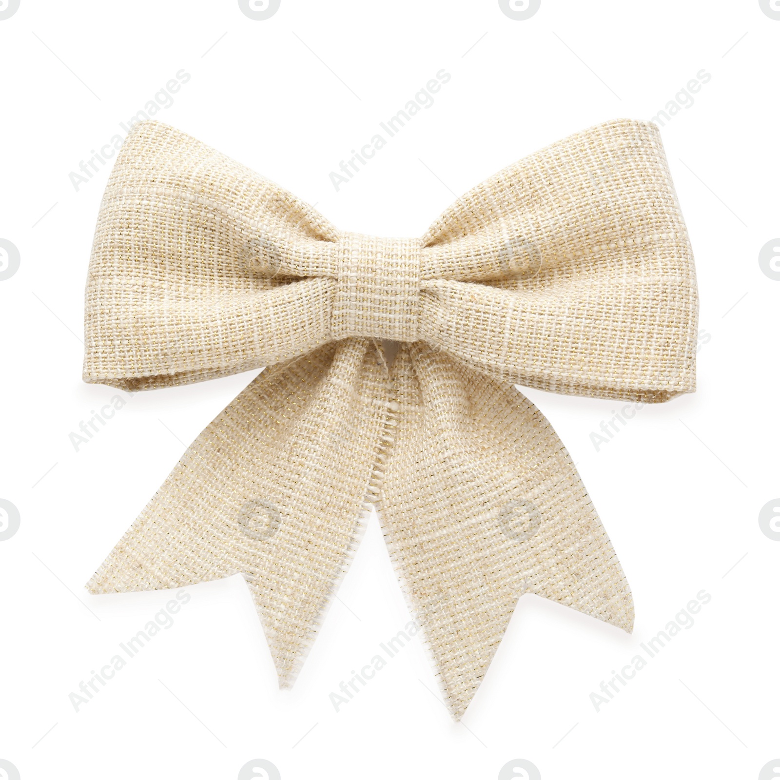 Photo of Pretty bow made of burlap isolated on white