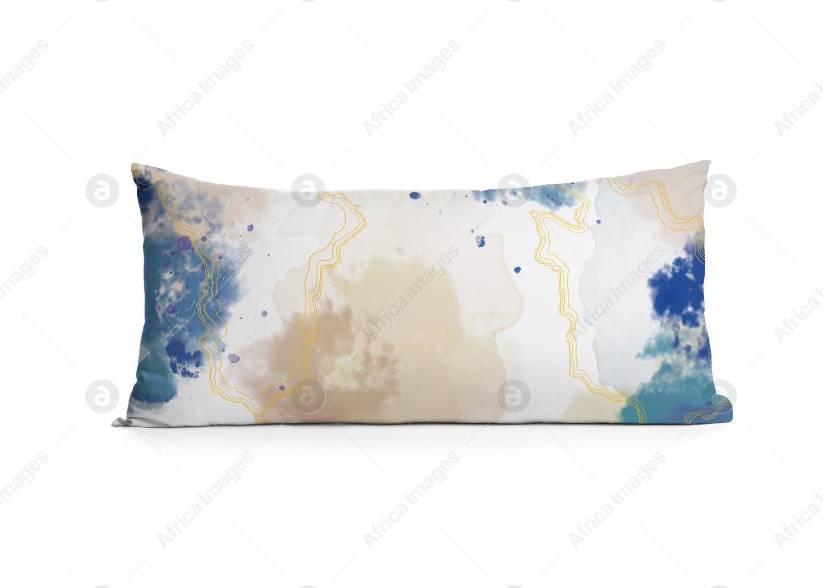 Image of Soft pillow with stylish abstract print isolated on white