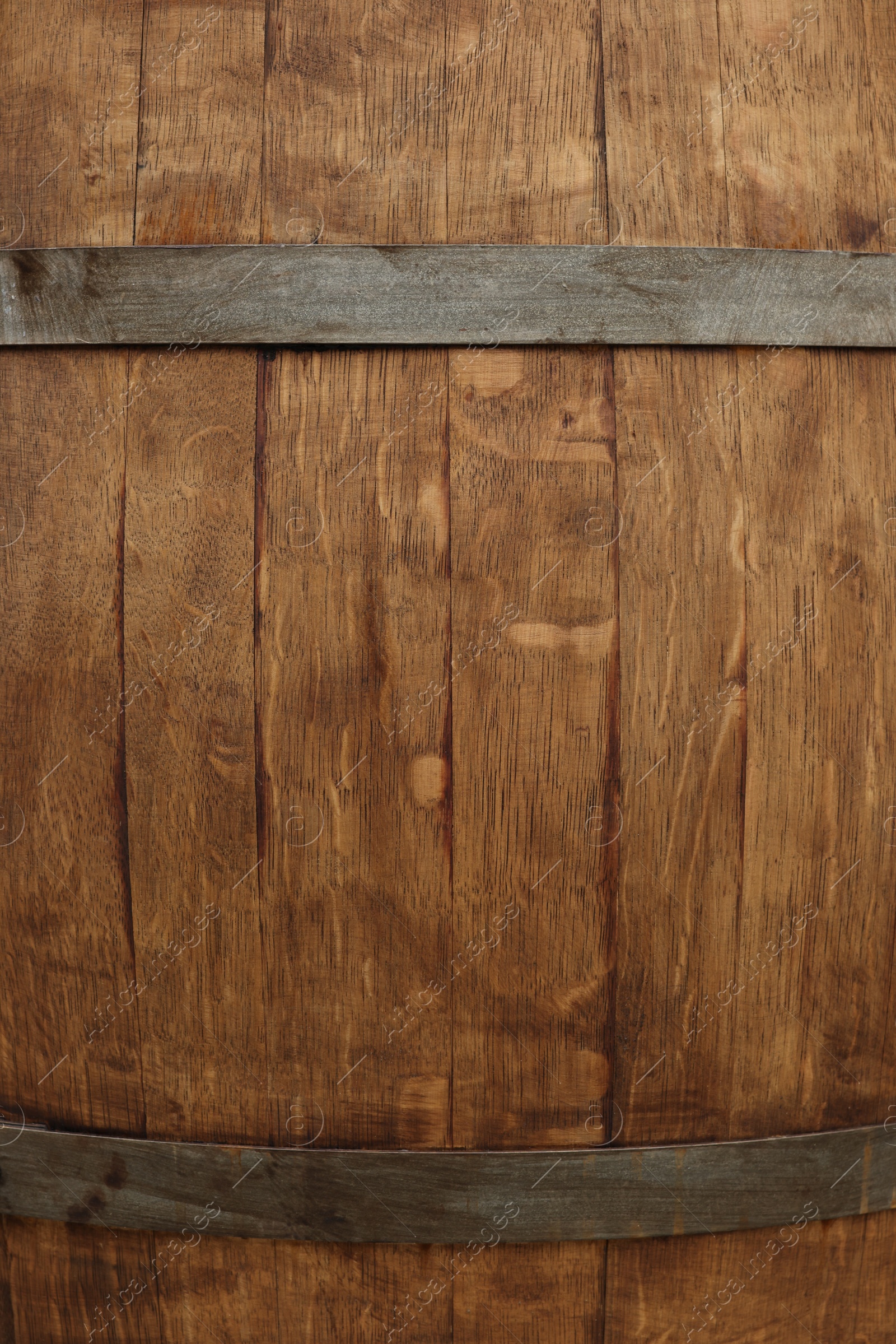 Photo of Traditional wooden barrel as background, closeup. Wine making