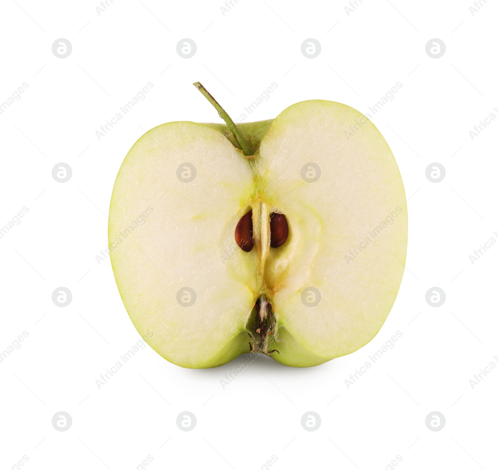 Photo of Half of ripe green apple isolated on white