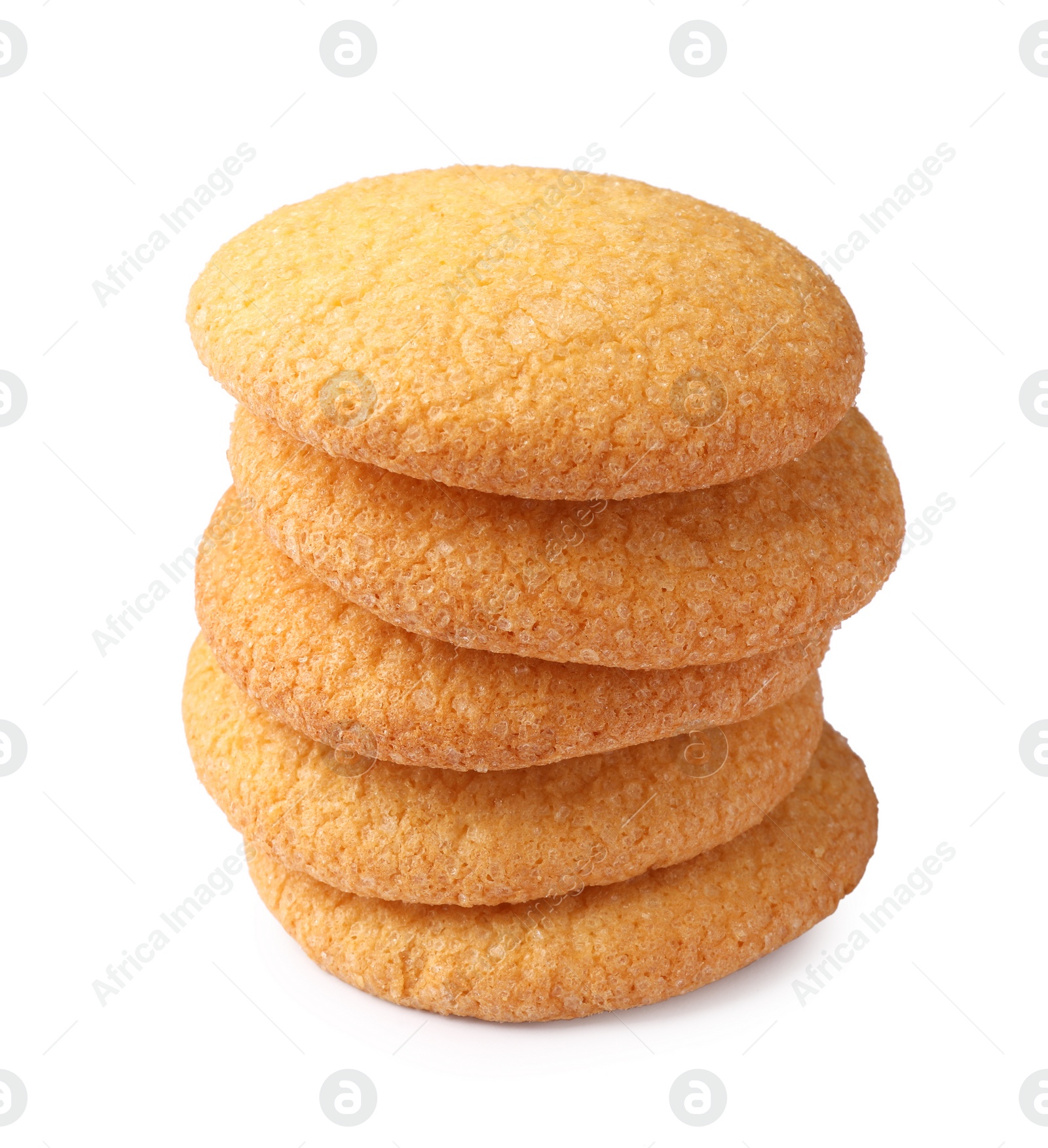 Photo of Stack of tasty Danish butter cookies isolated on white