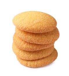 Stack of tasty Danish butter cookies isolated on white
