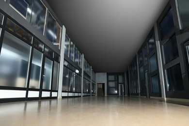 Photo of Modern empty office corridor with glass walls