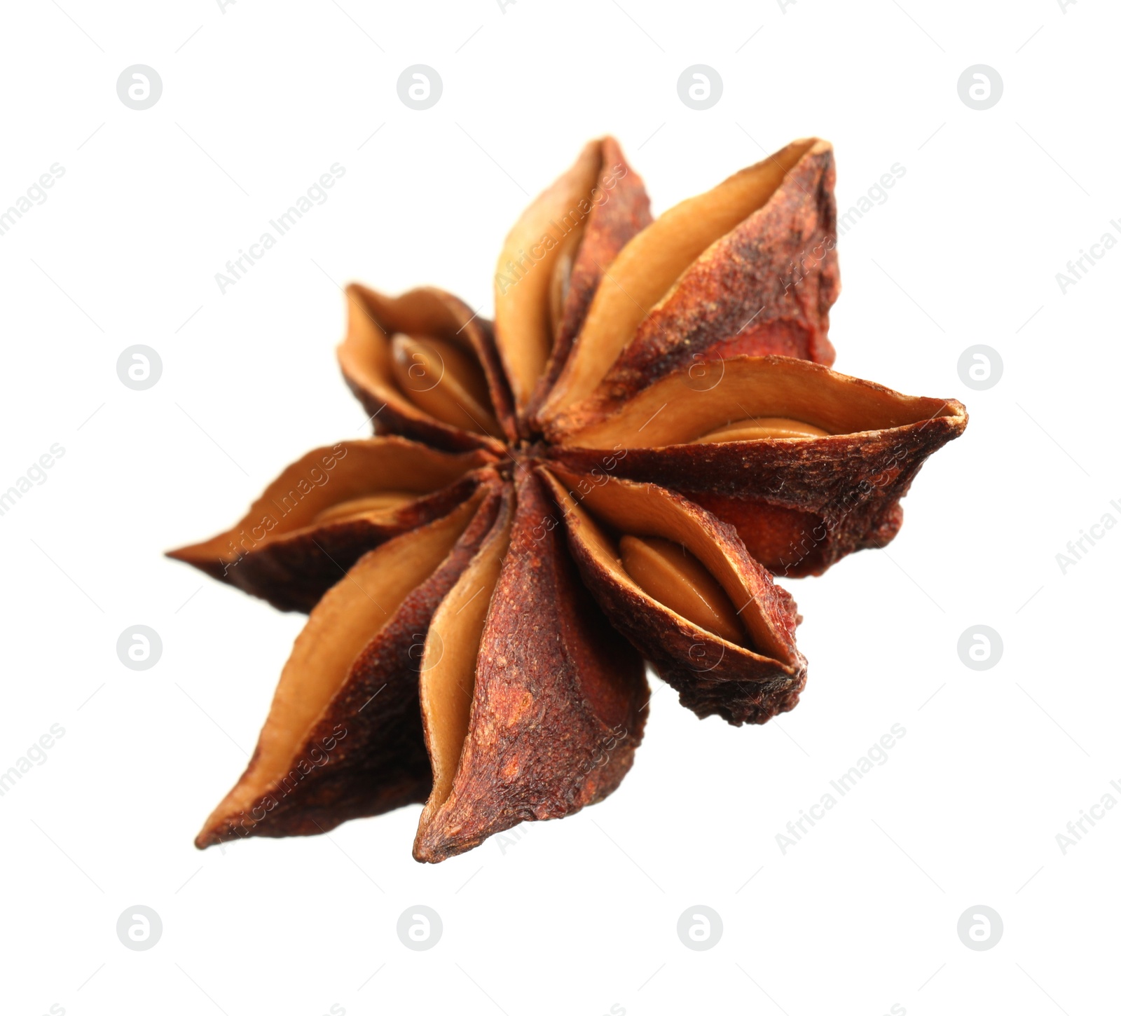 Photo of Dry anise star with seeds isolated on white