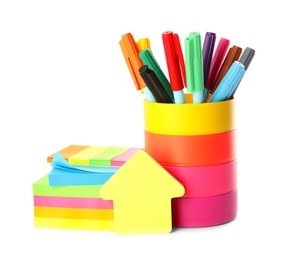 Photo of Set of different school stationery on white background