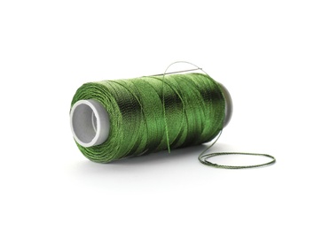 Color sewing thread on white background