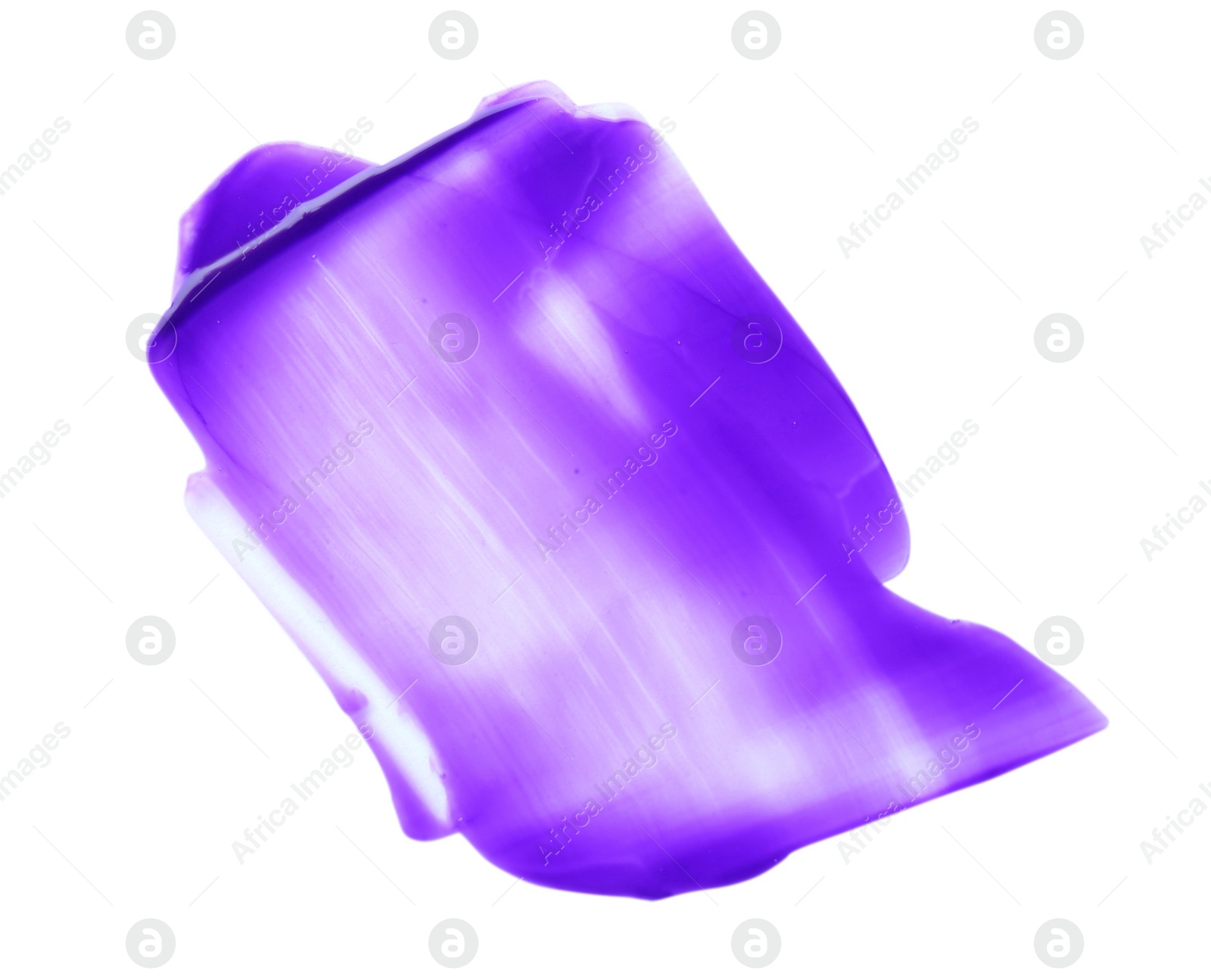 Photo of Purple paint sample on white background, top view
