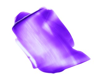 Purple paint sample on white background, top view