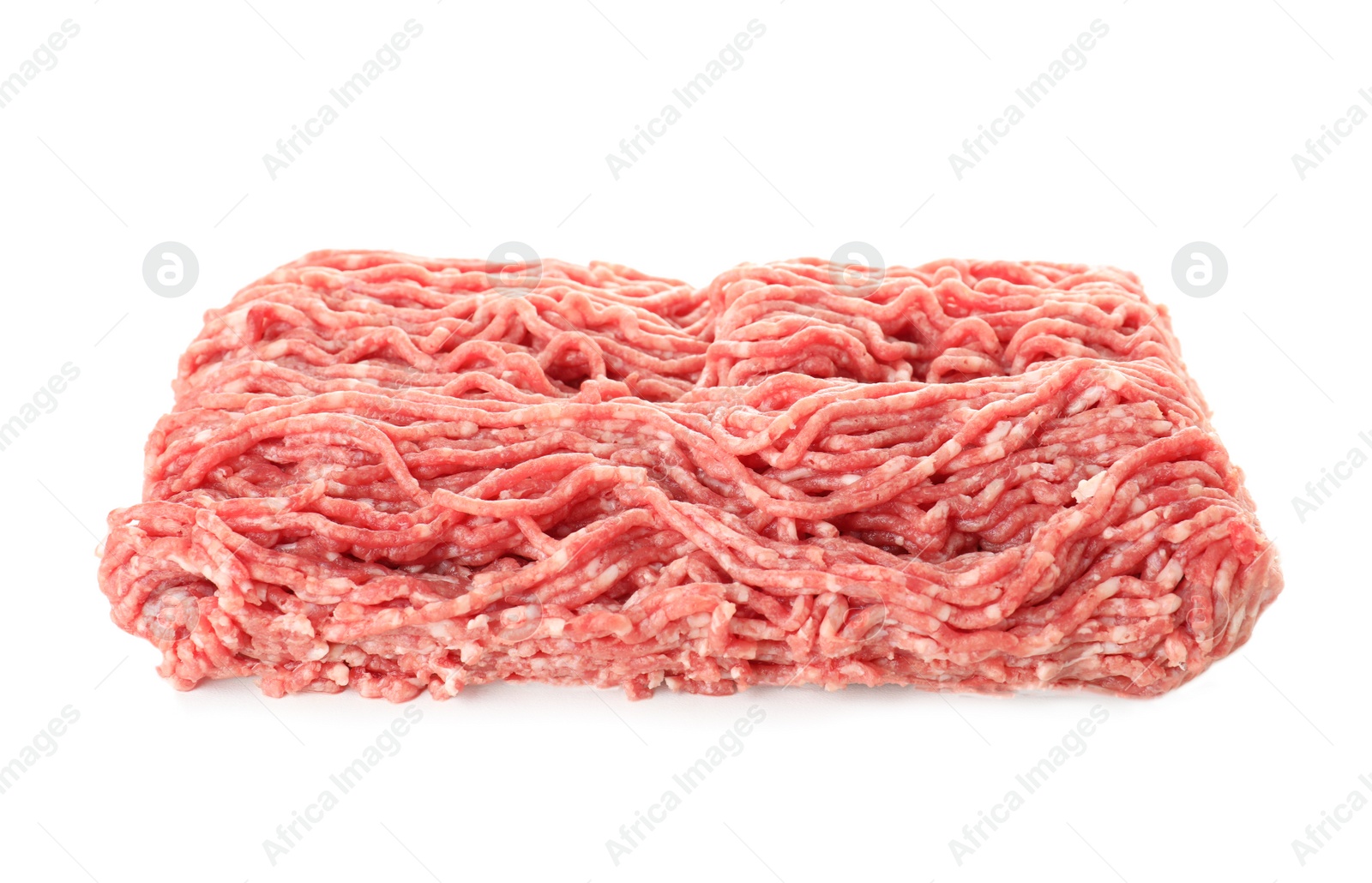 Photo of Raw fresh minced meat on white background