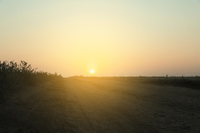 Picturesque view of countryside road in morning