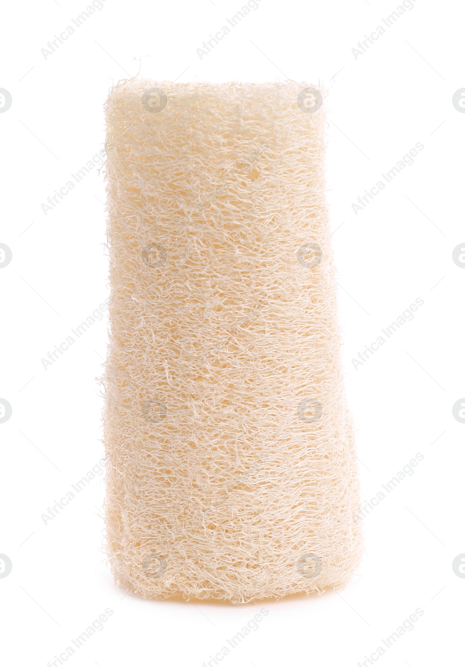 Photo of Loofah sponge isolated on white. Personal hygiene product