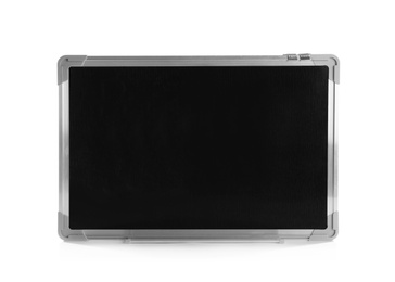Photo of Small empty chalkboard, isolated on white