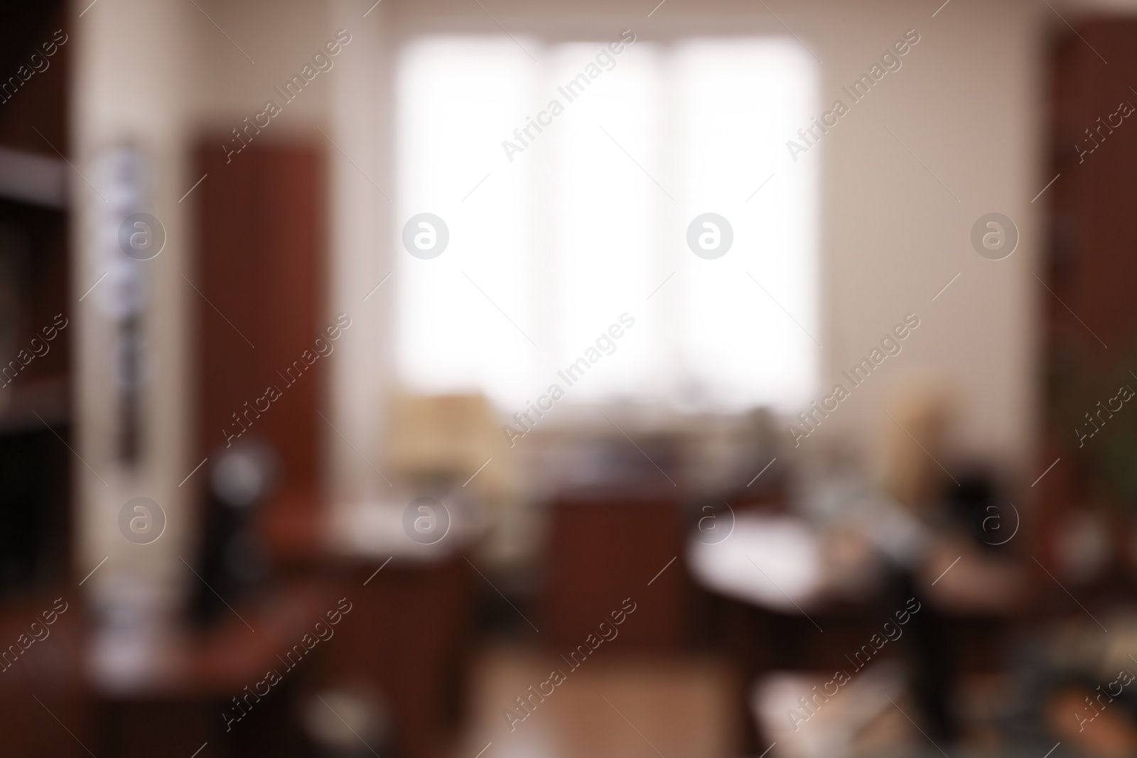 Photo of Blurred view of modern office interior. Bokeh effect