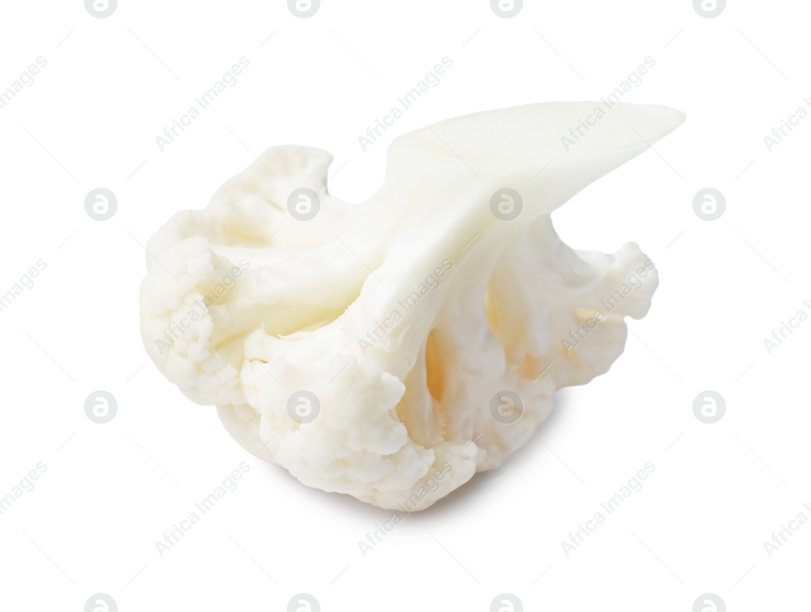 Photo of Cut fresh raw cauliflower on white background