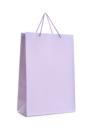 Lilac paper shopping bag isolated on white