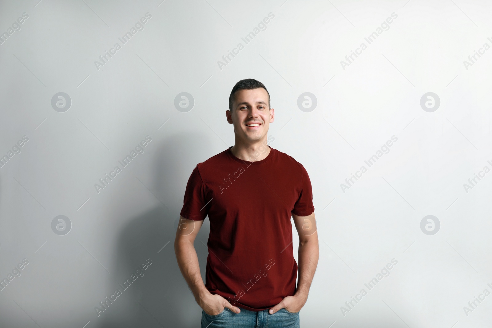 Photo of Portrait of handsome man on white background