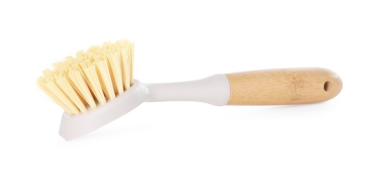 Photo of Cleaning supply. One brush isolated on white