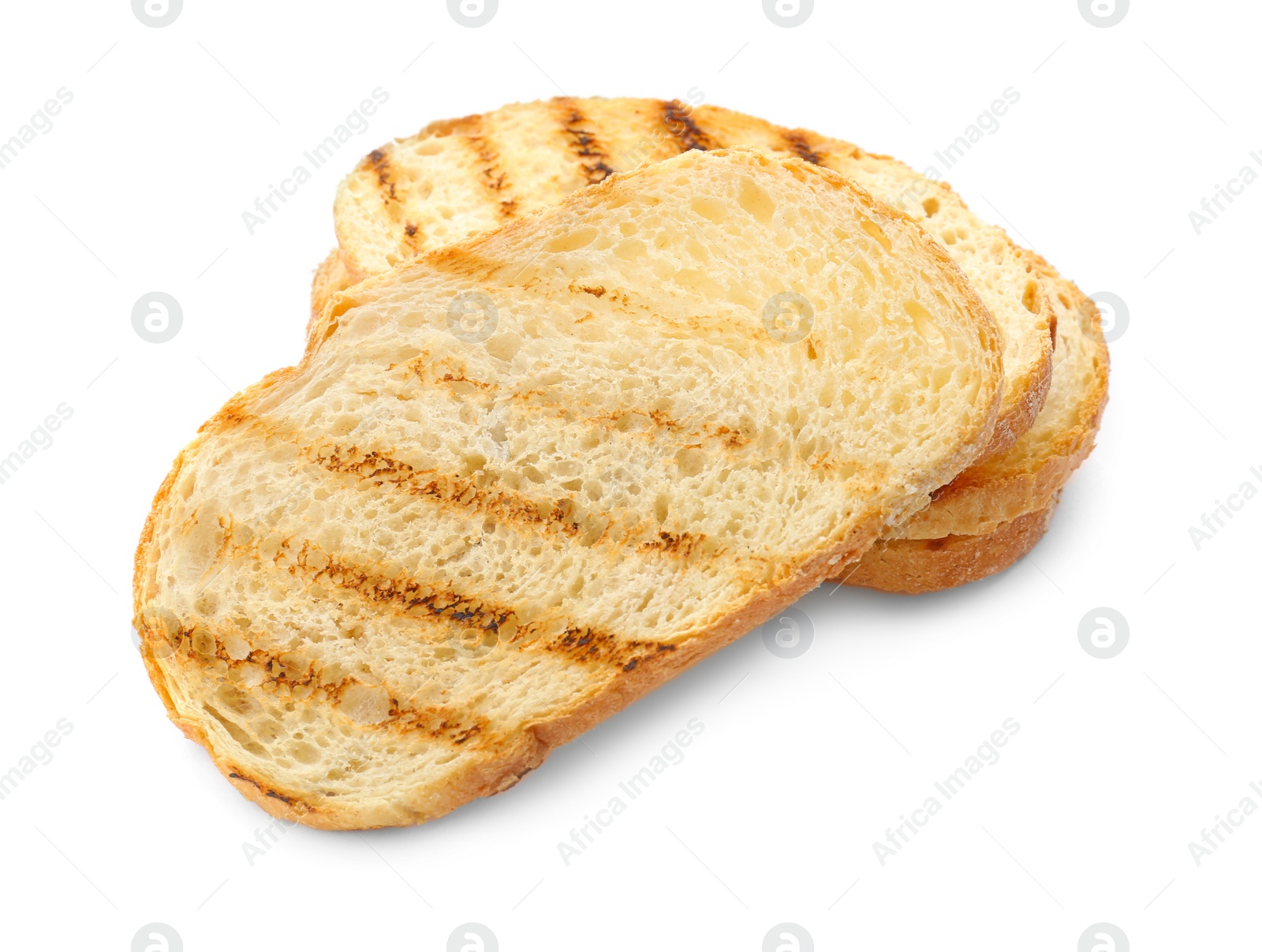 Photo of Toasted bread on white background