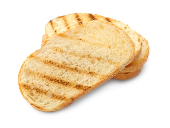 Photo of Toasted bread on white background