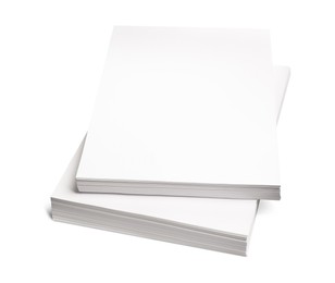 Stacks of paper sheets on white background