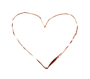 Heart made of milk chocolate on white background, top view