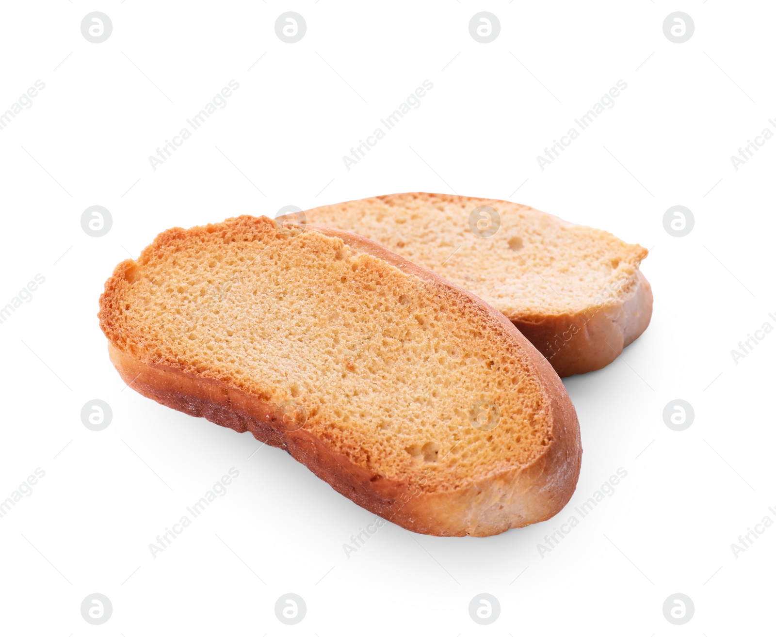 Photo of Many hard chuck crackers on white background