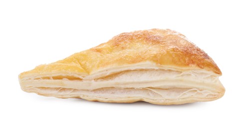 Photo of Puff pastry. One delicious fresh bun isolated on white