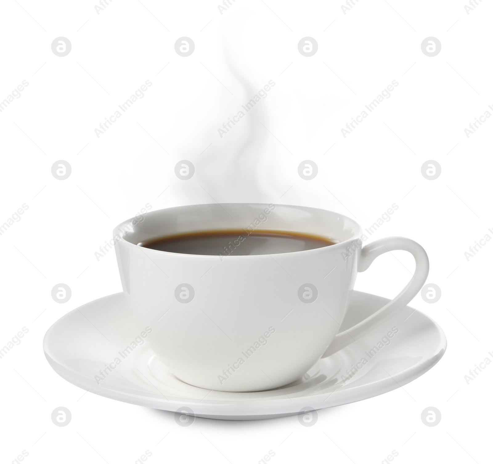 Image of Steaming coffee in cup isolated on white